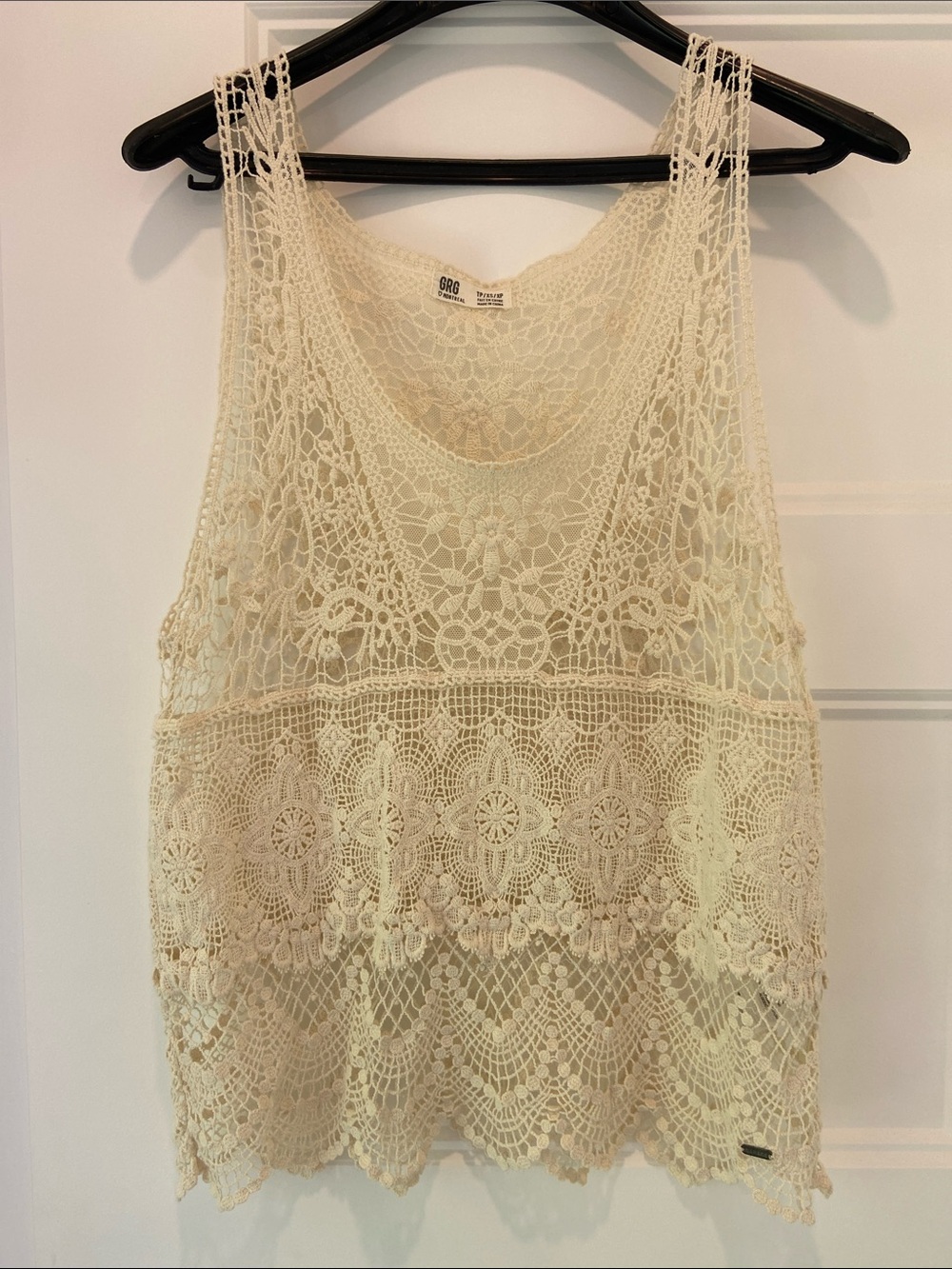 Garage Cream Crochet Lace Tank Top